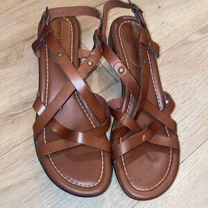 Montego Bay Club Strappy Leather Wedges 9 1/2